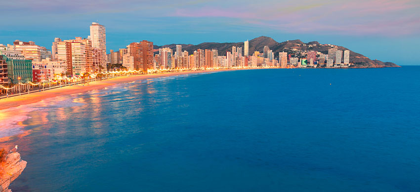 Ubicación de la playa de Levante en Benidorm