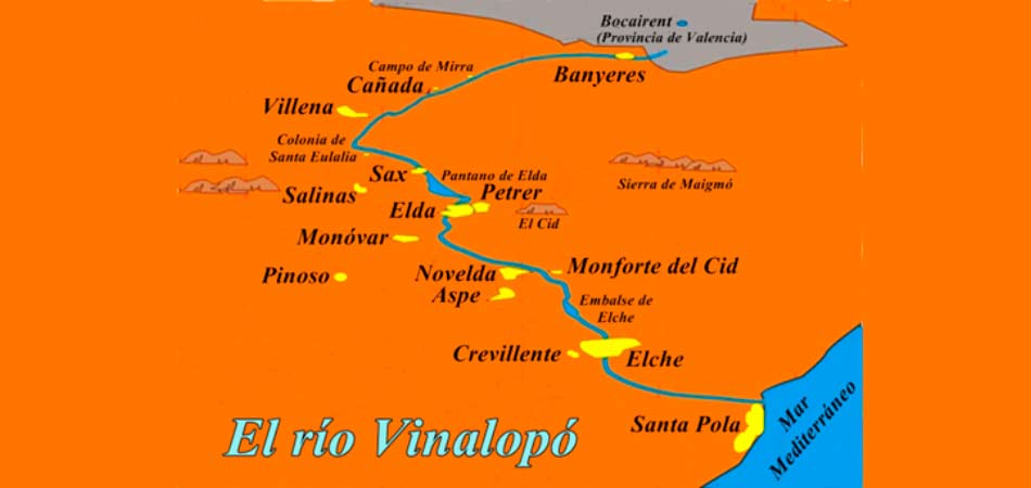 Todo el trayecto del rio del Vinalopó